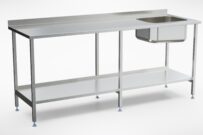 VLA2000x650T5x4PR Töölaud valamu, plaatriiuli ja tagaservaga (2000mm)